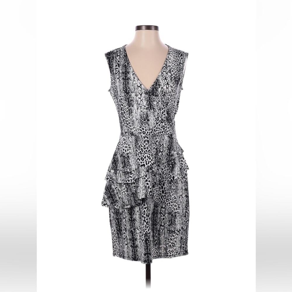 Studio 1886 leopard‎ print ruffled sheath dress, size xs